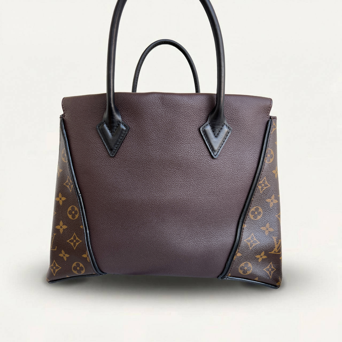 Louis Vuitton W Tote Monogram Cuir Orfevre Chocolate Bag