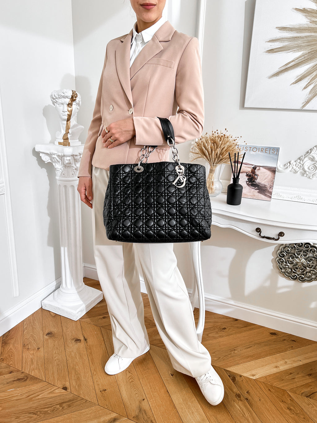 Christian Dior tote Cannage Black Quilted Leather Shopper Bag