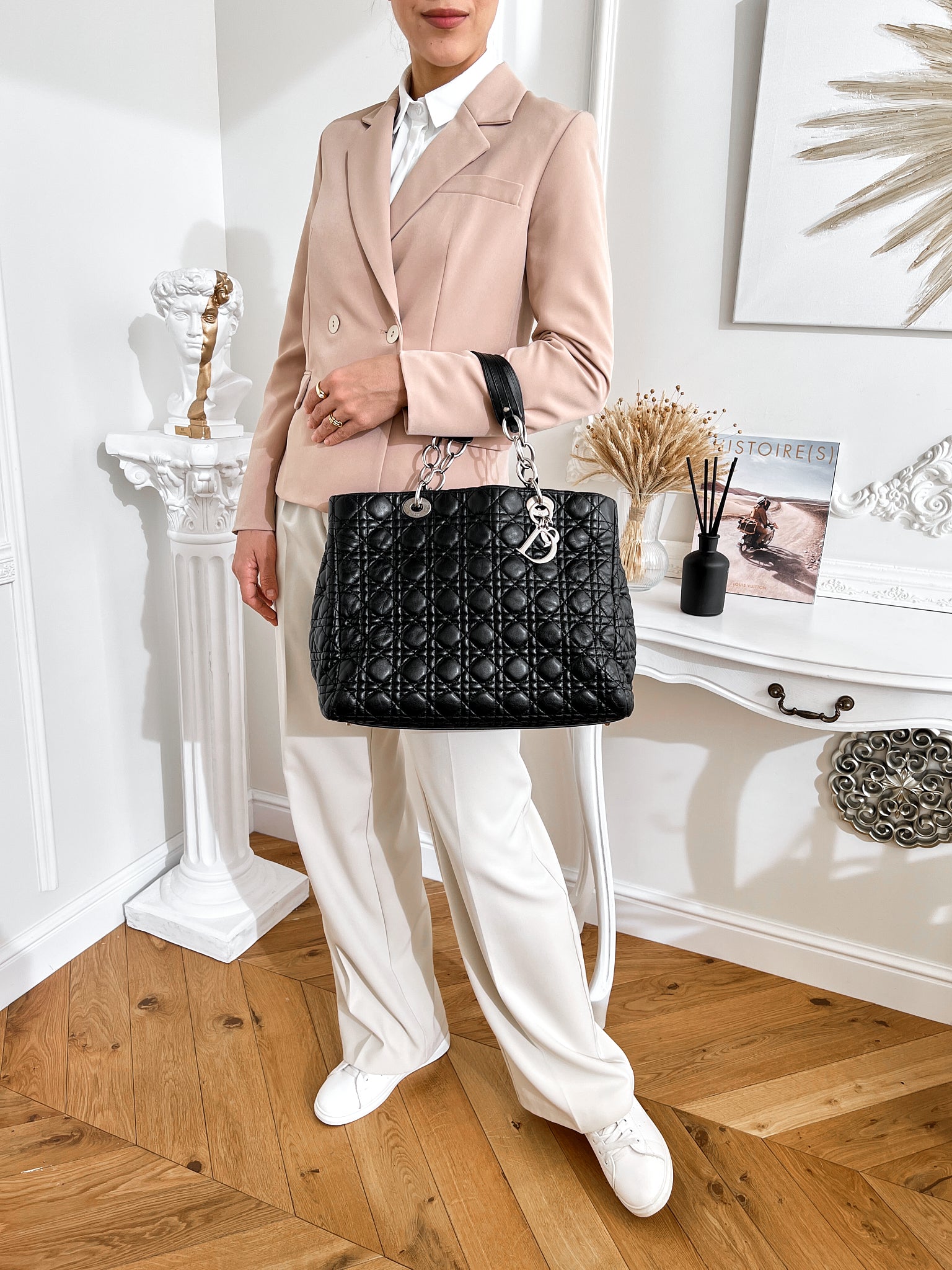 Christian Dior tote Cannage Black Quilted Leather Shopper Bag