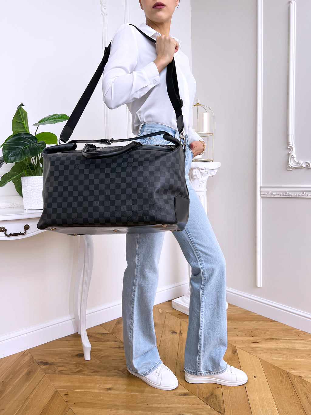 Louis Vuitton   Greenwich  graphite damier baggage travel cobalt crossbody shoulder