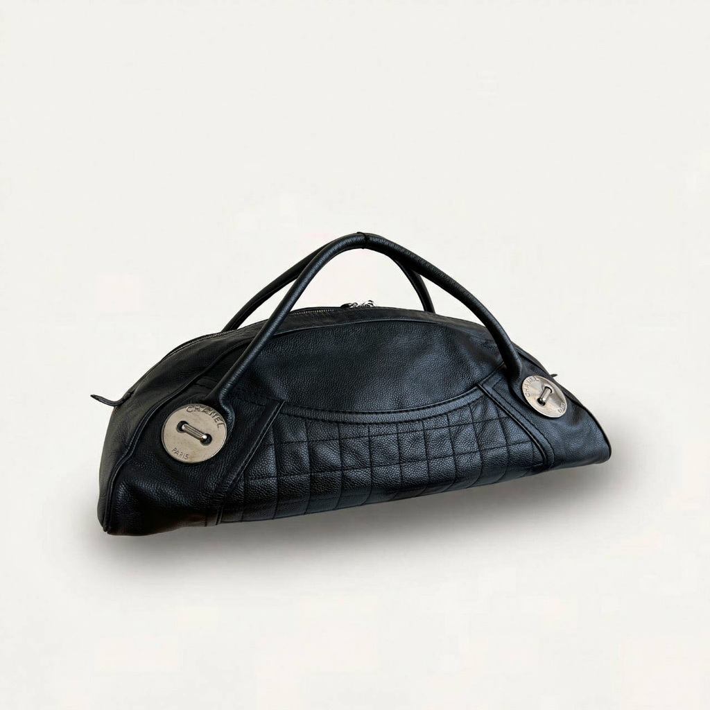 Chanel Caviar Black Dome Leather Square Bag