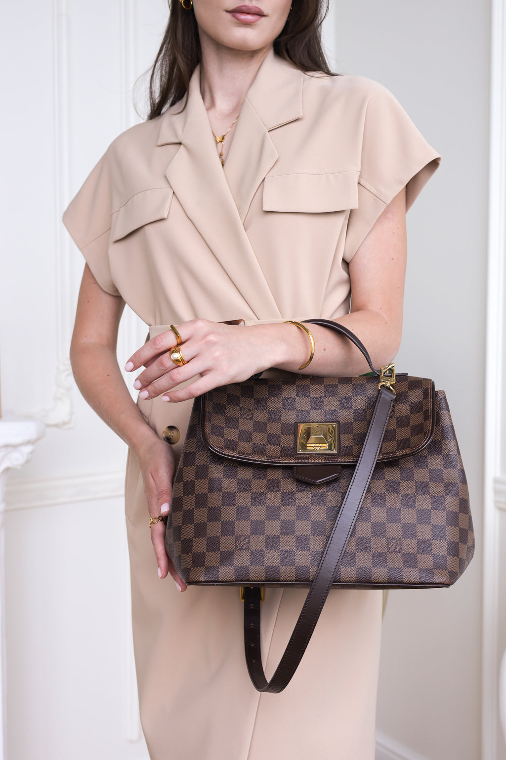 Authentic LV Bergamo GM Damier Ebene Satchel Crossbody bag