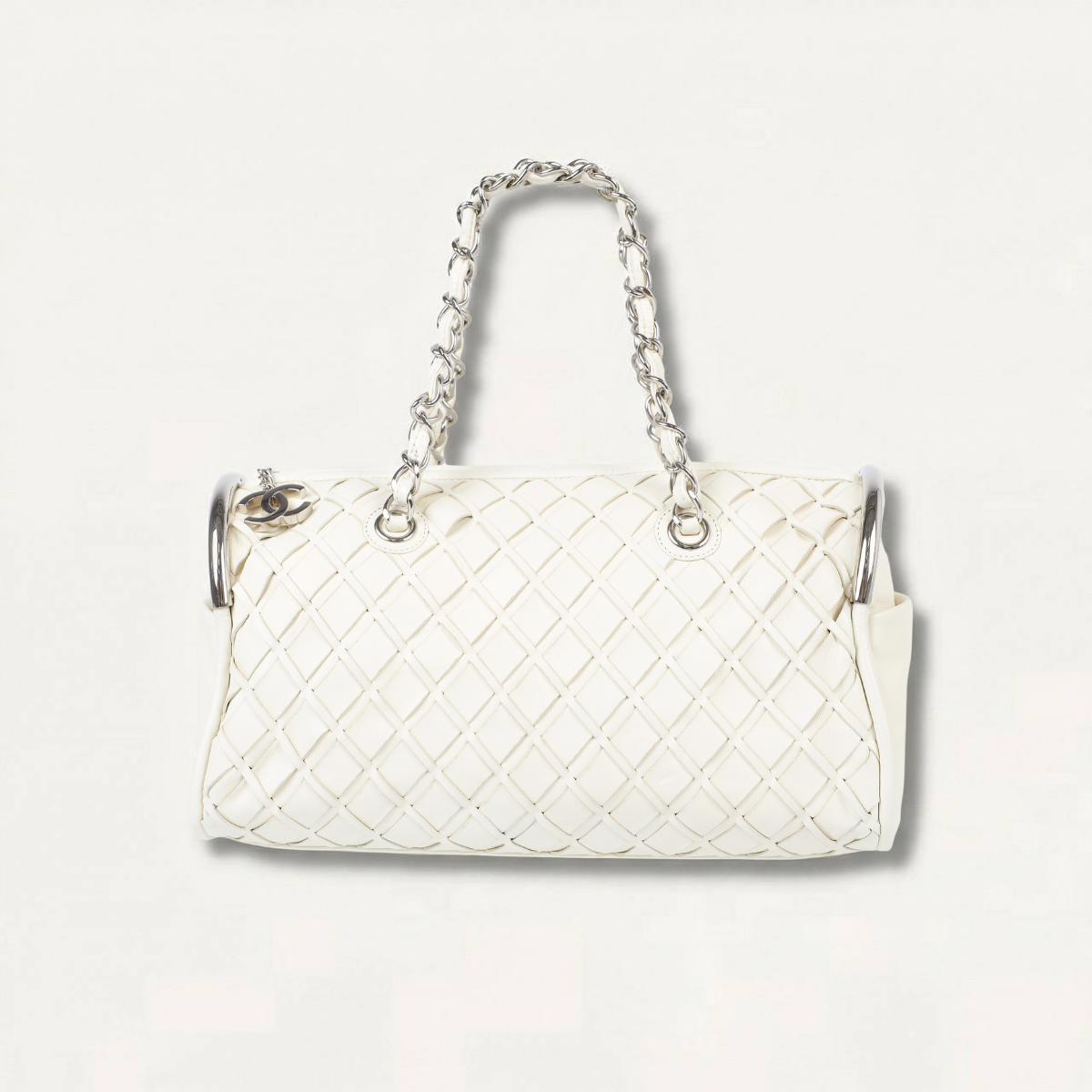 Chanel Ultimate bowler soft Somberero leather lambskin white handbag