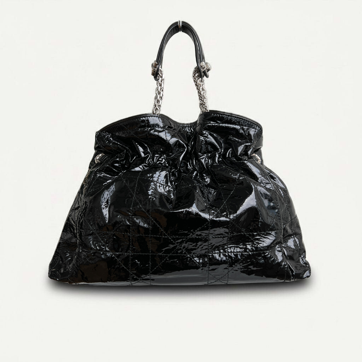 Christian Dior Patent Shopper Black Bag