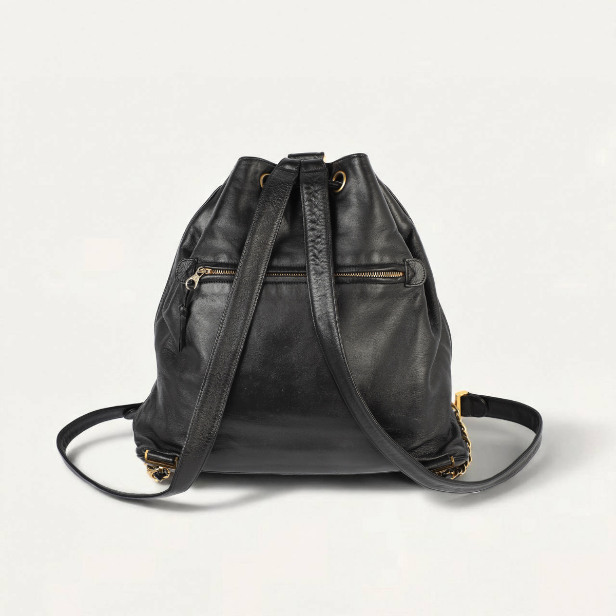 Chanel backpack Ram Decacoco Black lambskin leather with Pouch