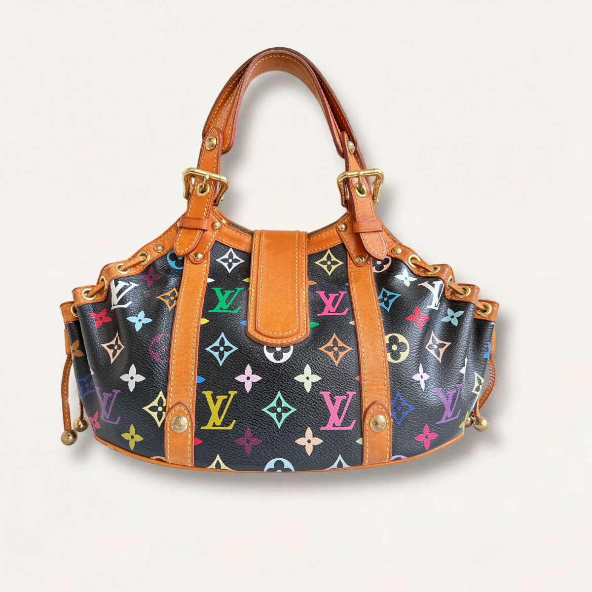 Louis Vuitton Theda PM Monogram Multicolor Black Satchel Bag