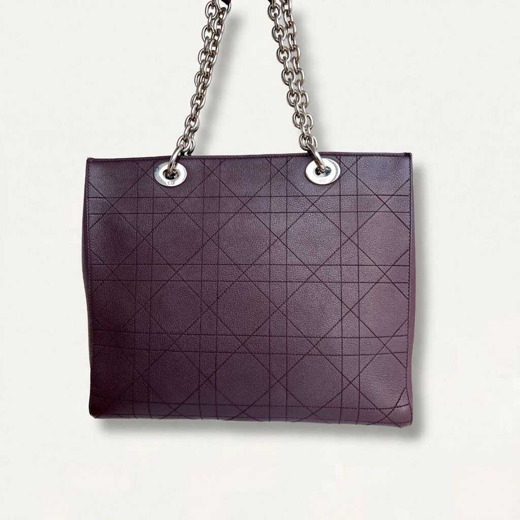 Christian Dior Burgundy Ultradior Quilted Tote Bag