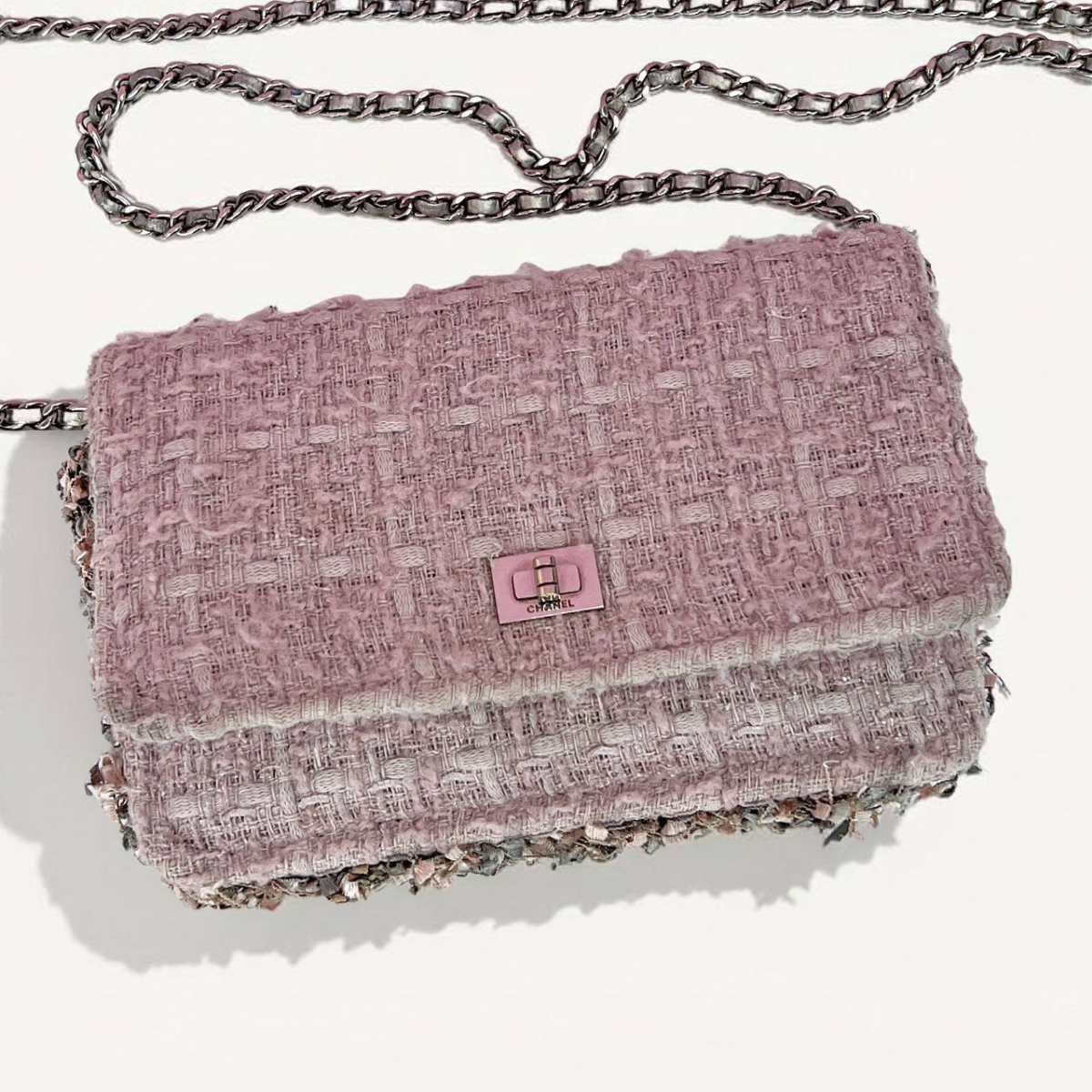 Chanel Classic Flap Bag Tweed Pink