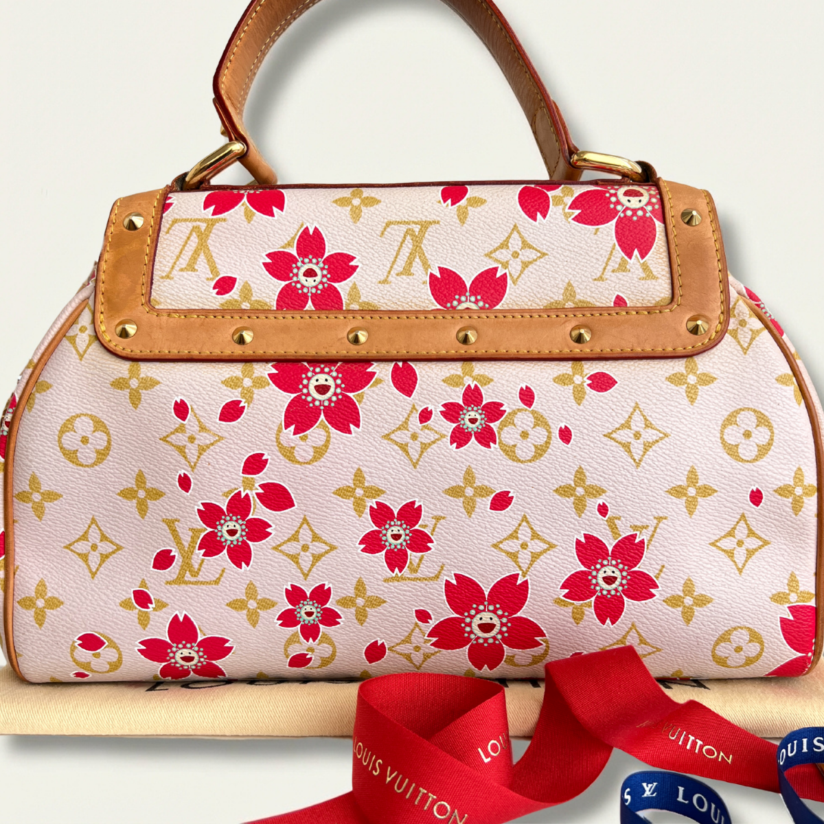 Sac Louis Vuitton Monogram Muracami à fleurs de cerisier rouges