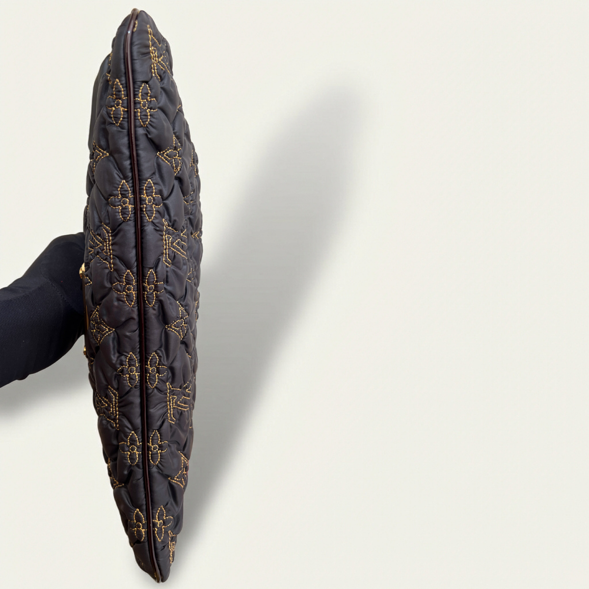 Louis Vuitton Devi MM Clutch Pochette Quilted Satin Monogram Bag