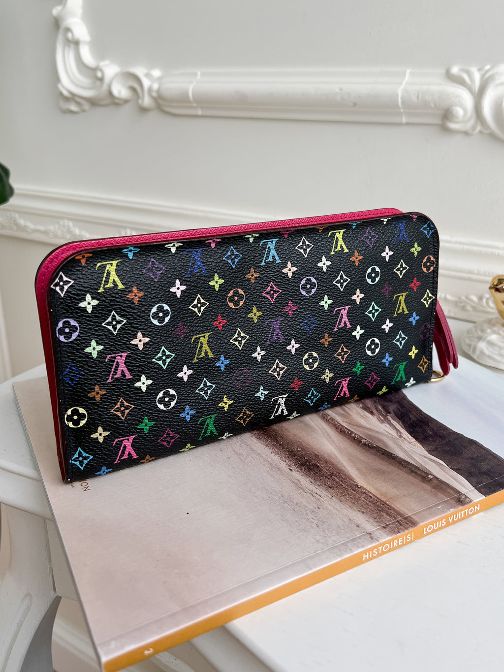 Authentic Louis Vuitton long monogram multicolor black wallet