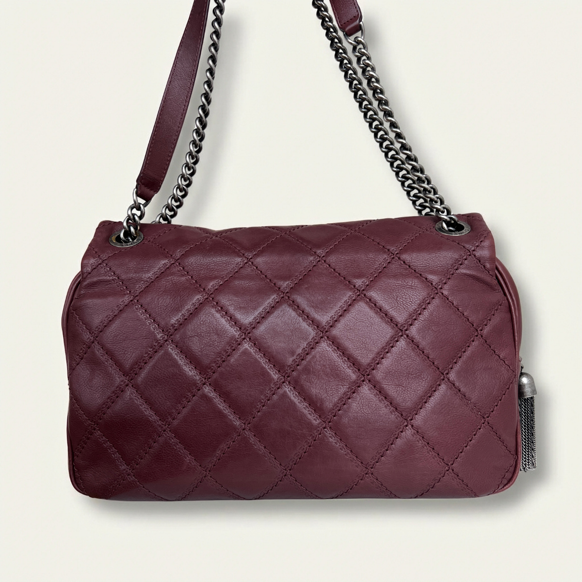 Chanel Flap Cambon 31 Rue Leather Burgundy Maroon Crossbody Bag