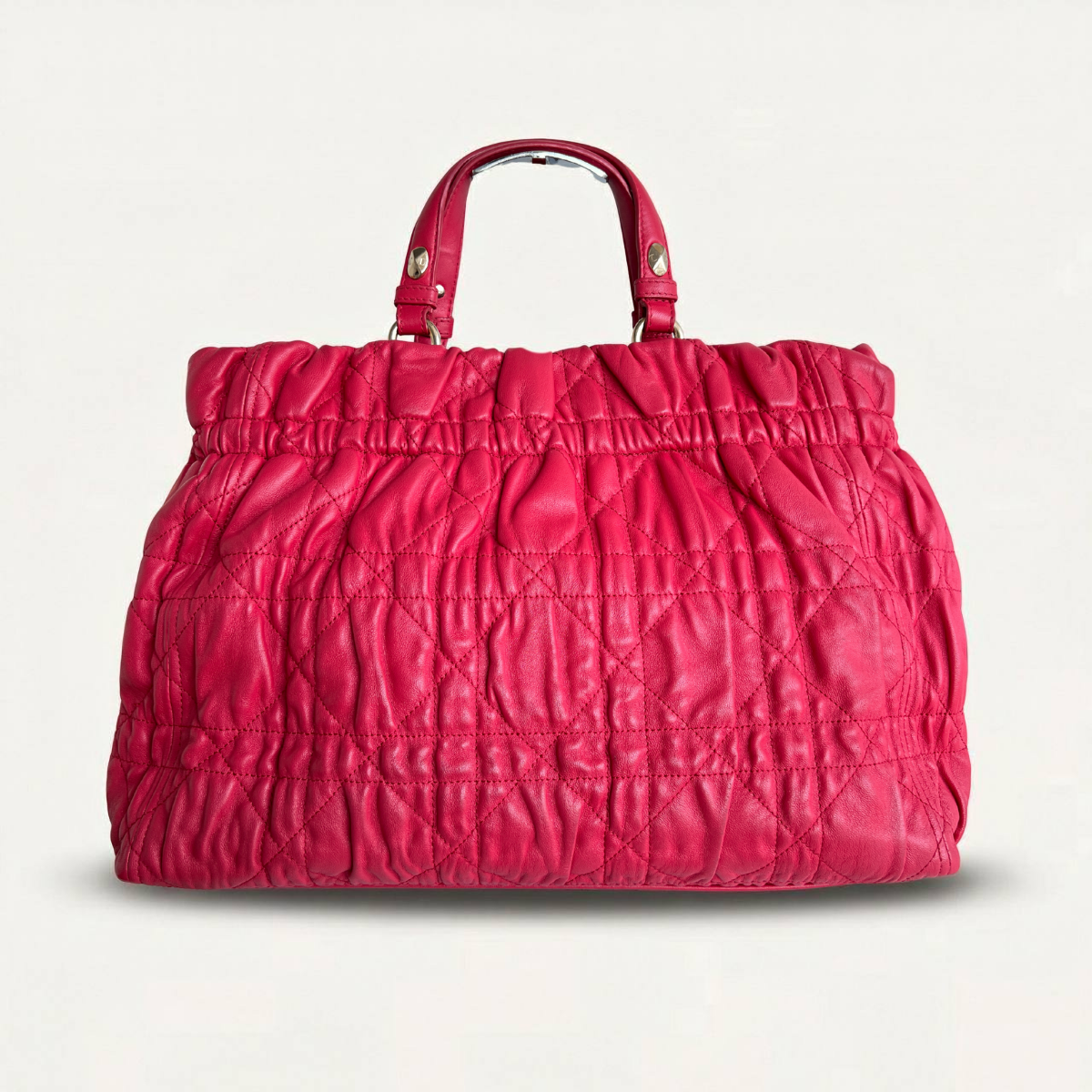 Christian Dior Red Delices Gaufre Cannage Soft Leather Quilted Bag