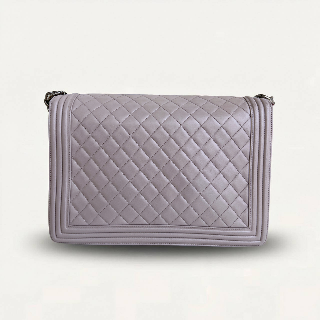 Chanel Boy New Medium Lambskin Grey Crossbody Bag