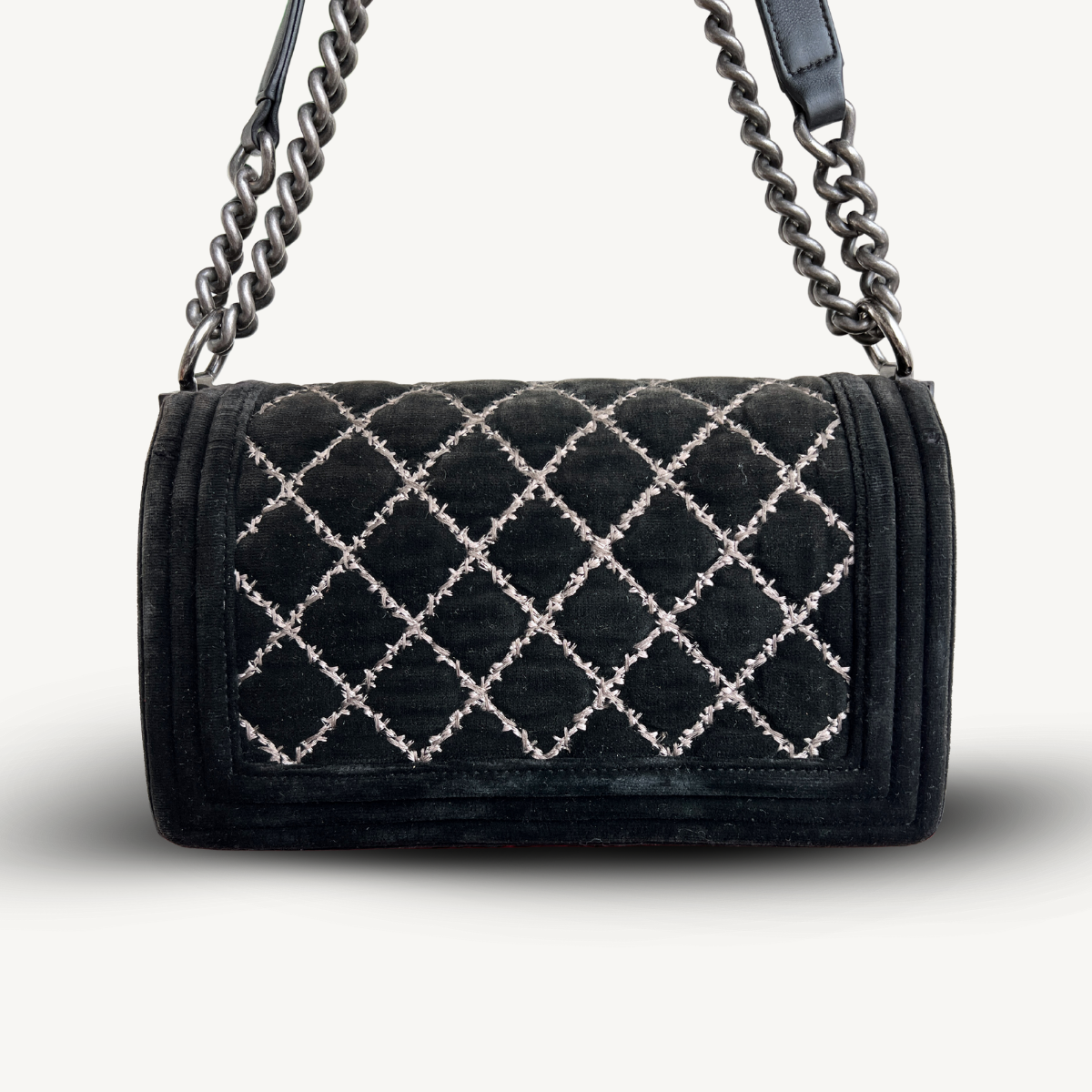 Chanel Old Boy Quilted Velvet Crossbody Bag