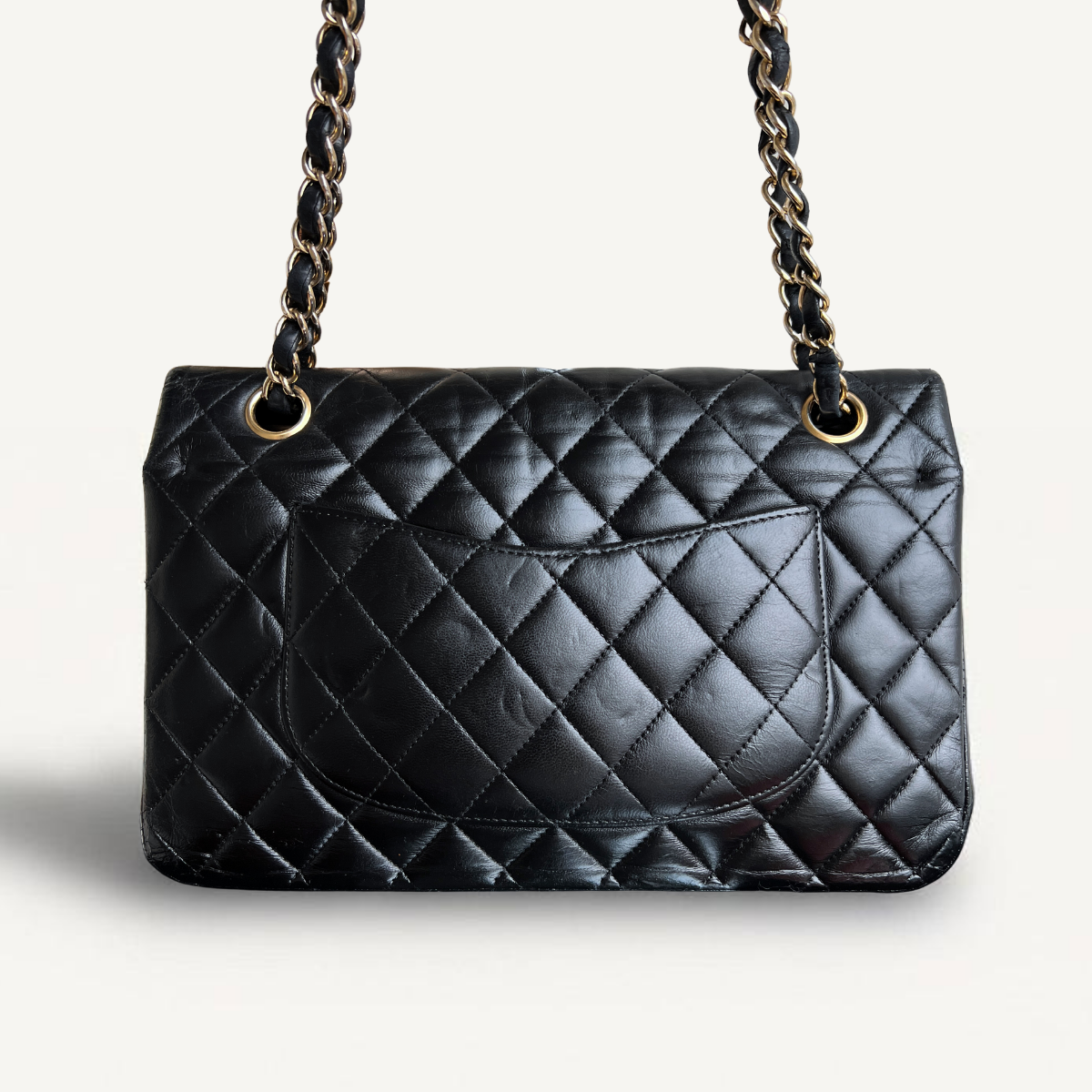 Chanel Double Flap Classic Medium Lambskin Black Shoulder Bag