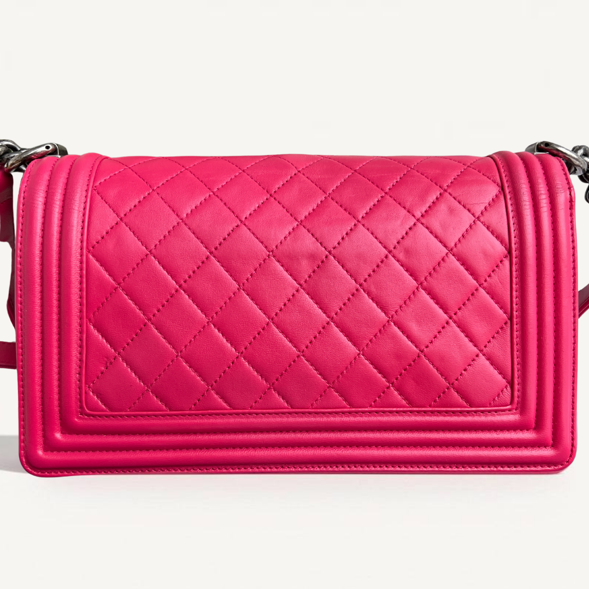 Chanel Old Boy Medium Red Lambskin Quilted Crossbody Bag