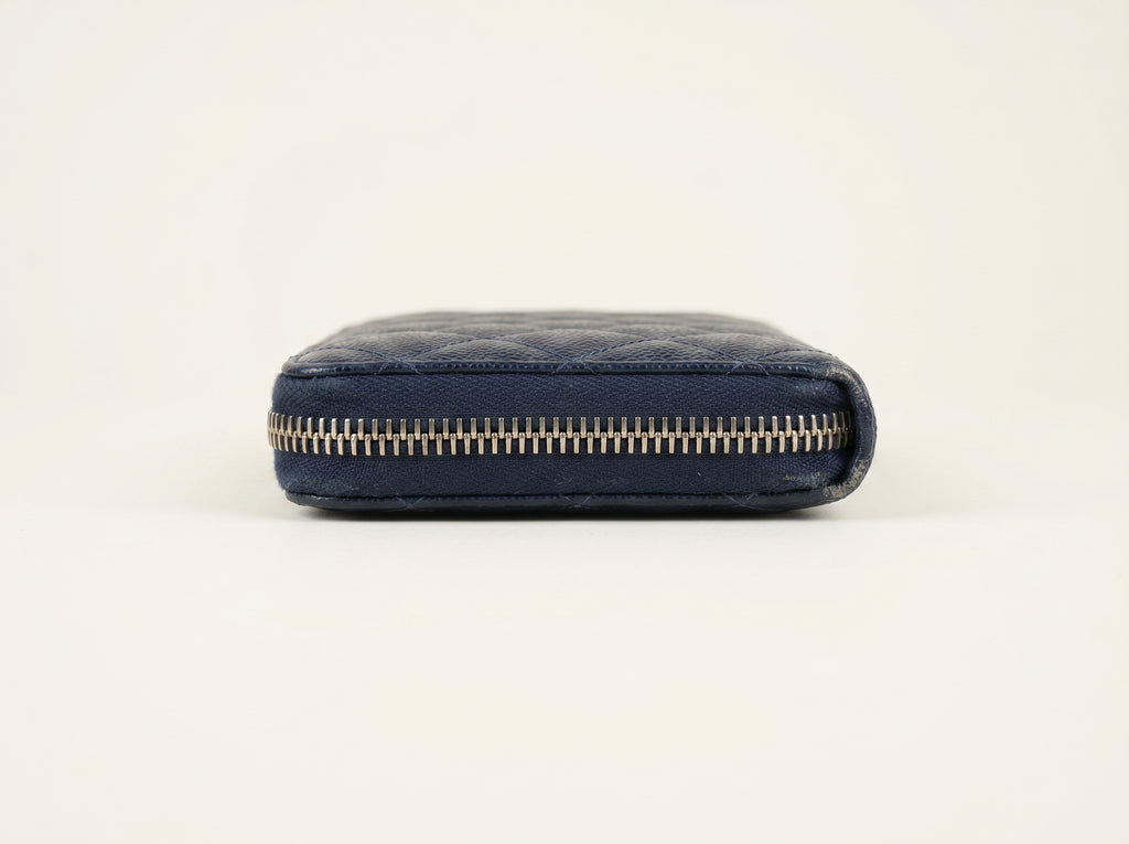 Authentic Chanel wallet blue caviar Classic long Zippy Clutch