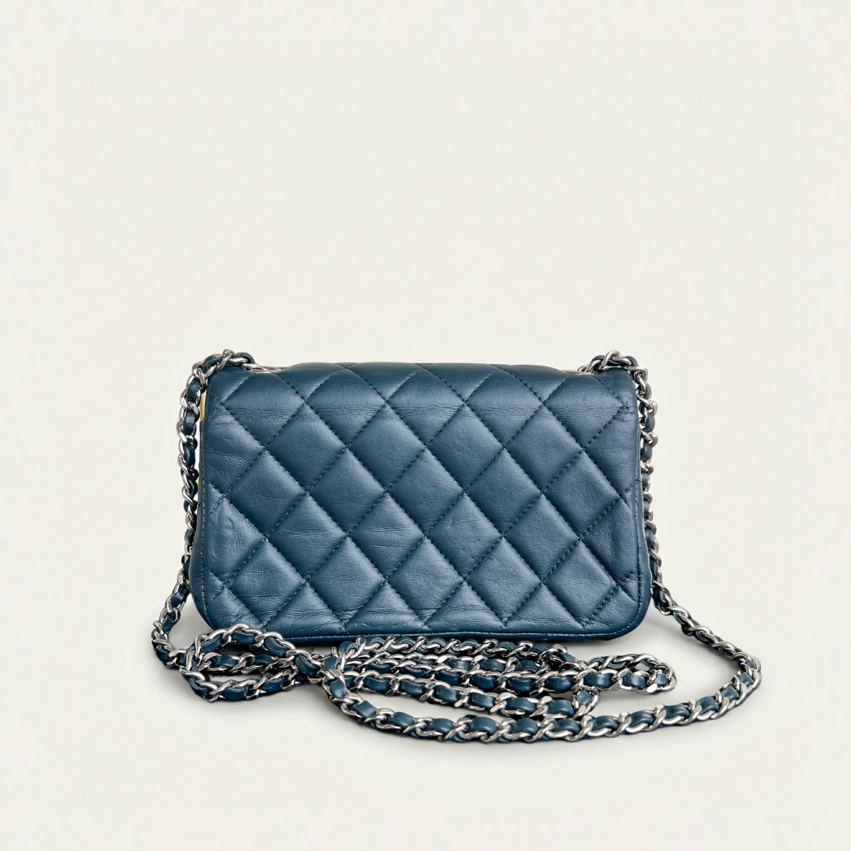 Chanel small dark gray lambskin crossbody bag