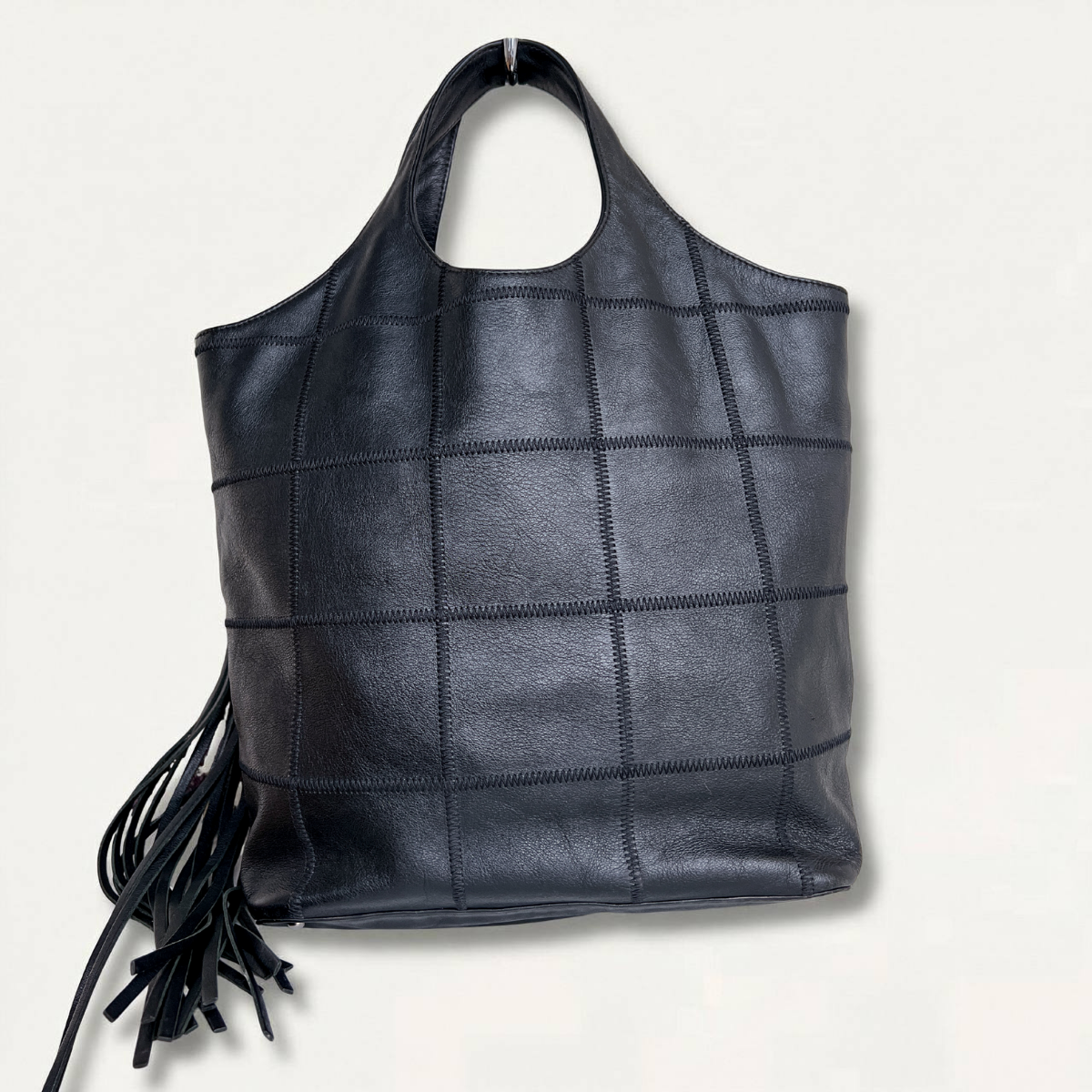 Chanel  Choco bar Chocolate Tassel Hobo black stitch bucket  bag