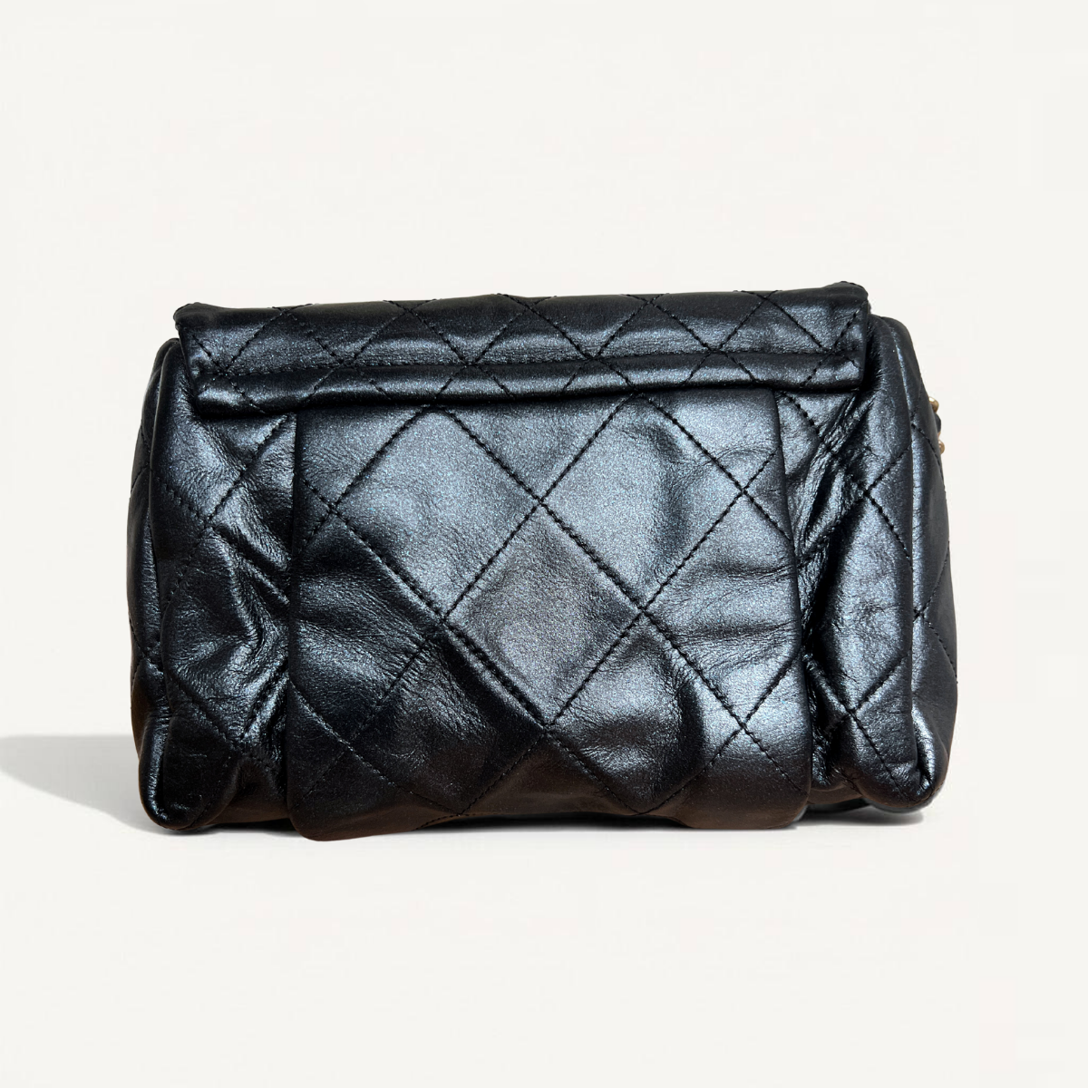 Chanel Crossbody Lambskin Black Clutch Model CC Front One Flap