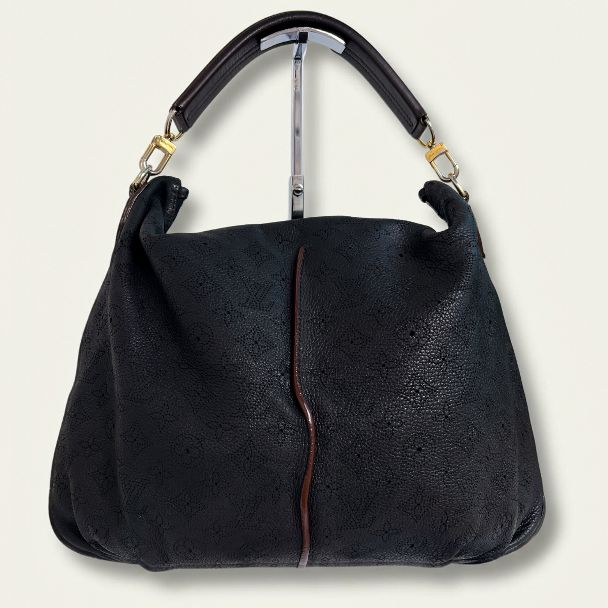 Louis Vuitton Mahina Selene MM Monogram Leather Black Hobo Bag