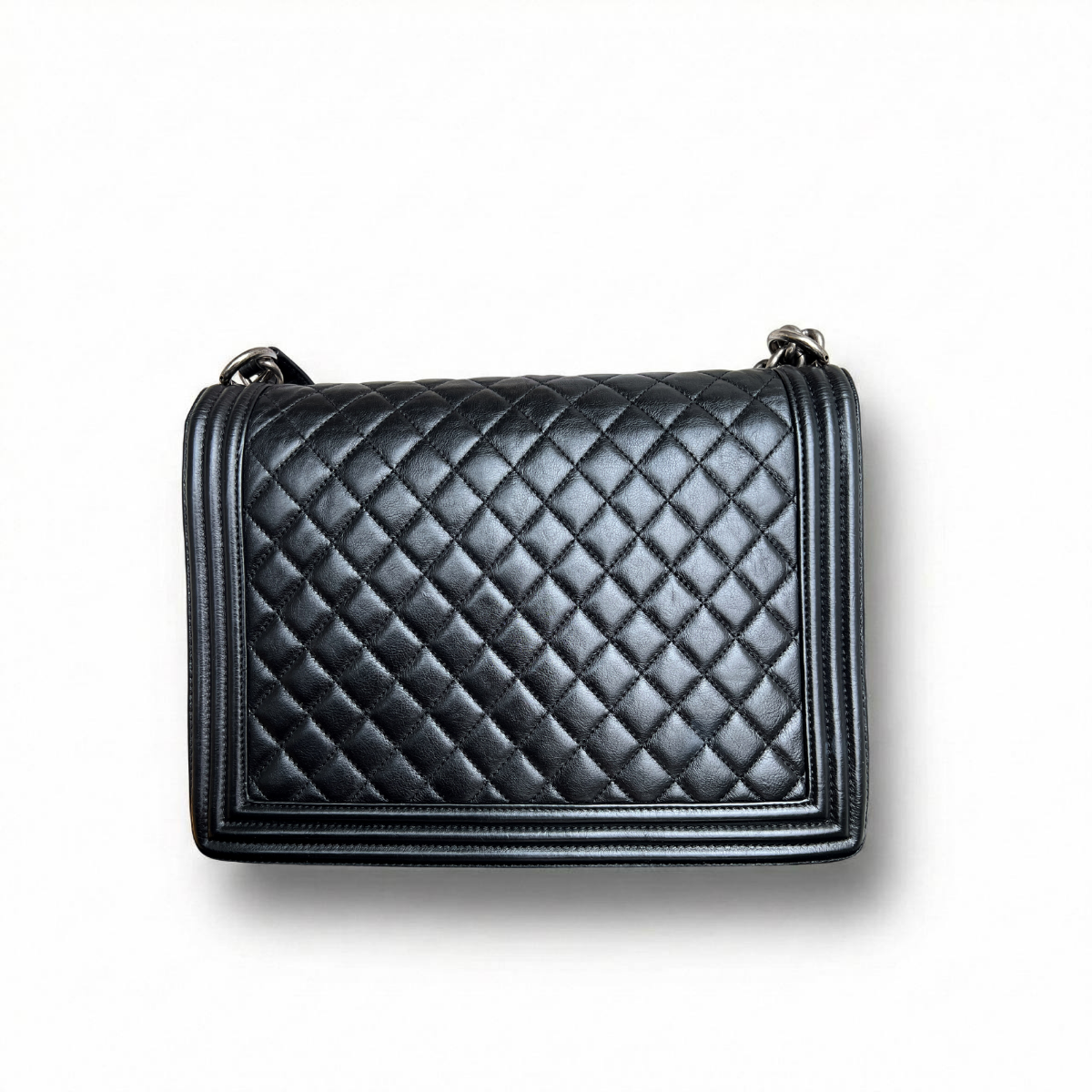 Chanel Boy Large Black Lambskin Leather Crossbody Bag