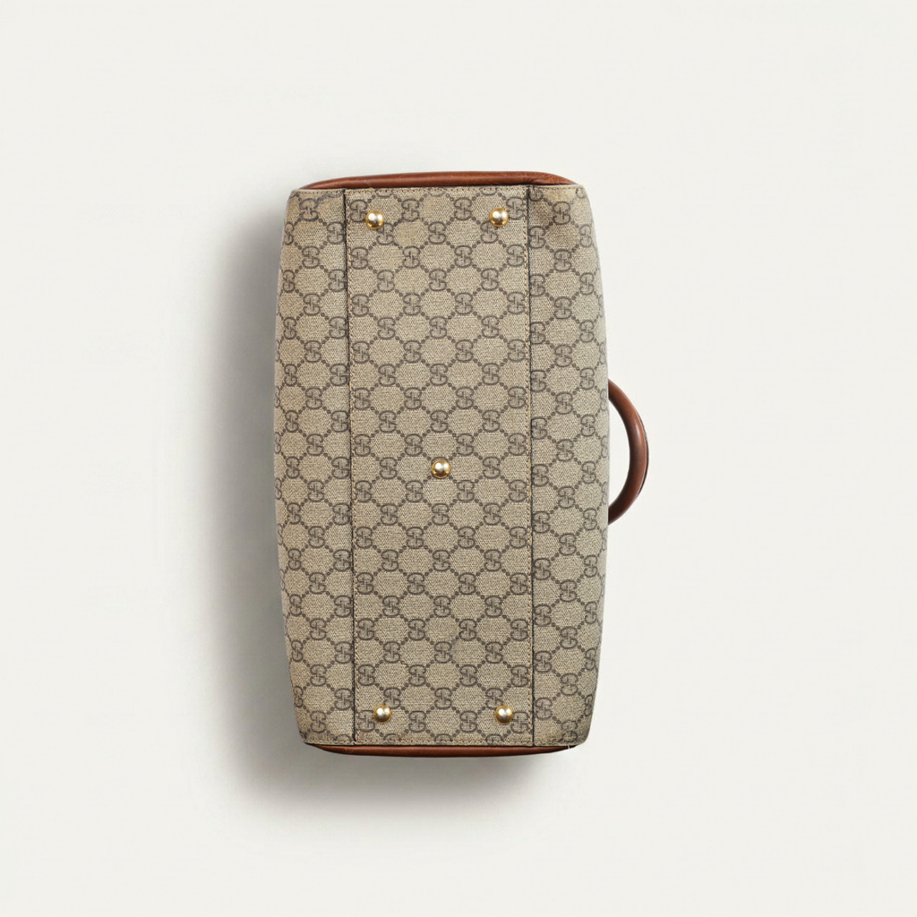 Authentic Gucci Boston Supreme Medium  Brown in Leather Canvas Monogram Satchel