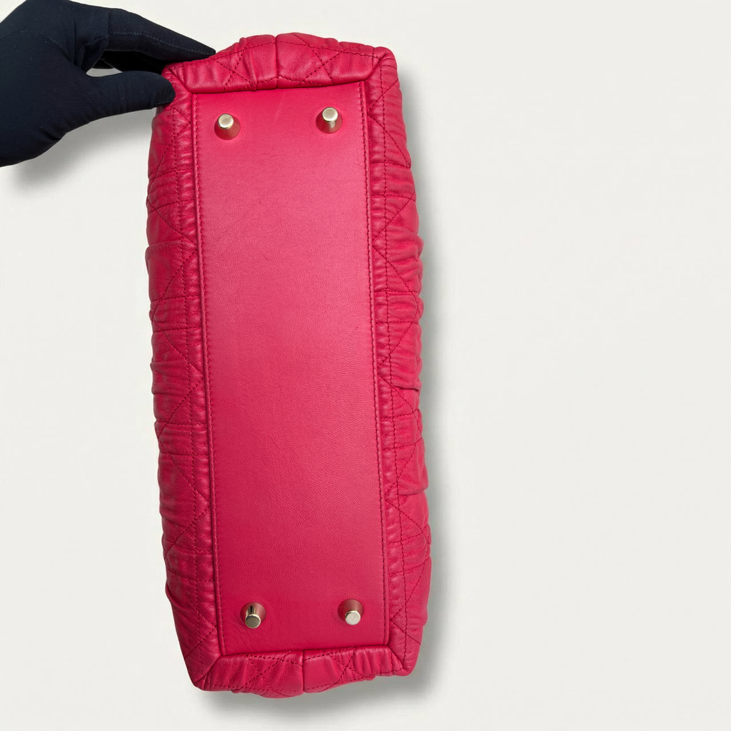 Christian Dior Red Delices Gaufre Cannage Soft Leather Quilted Bag