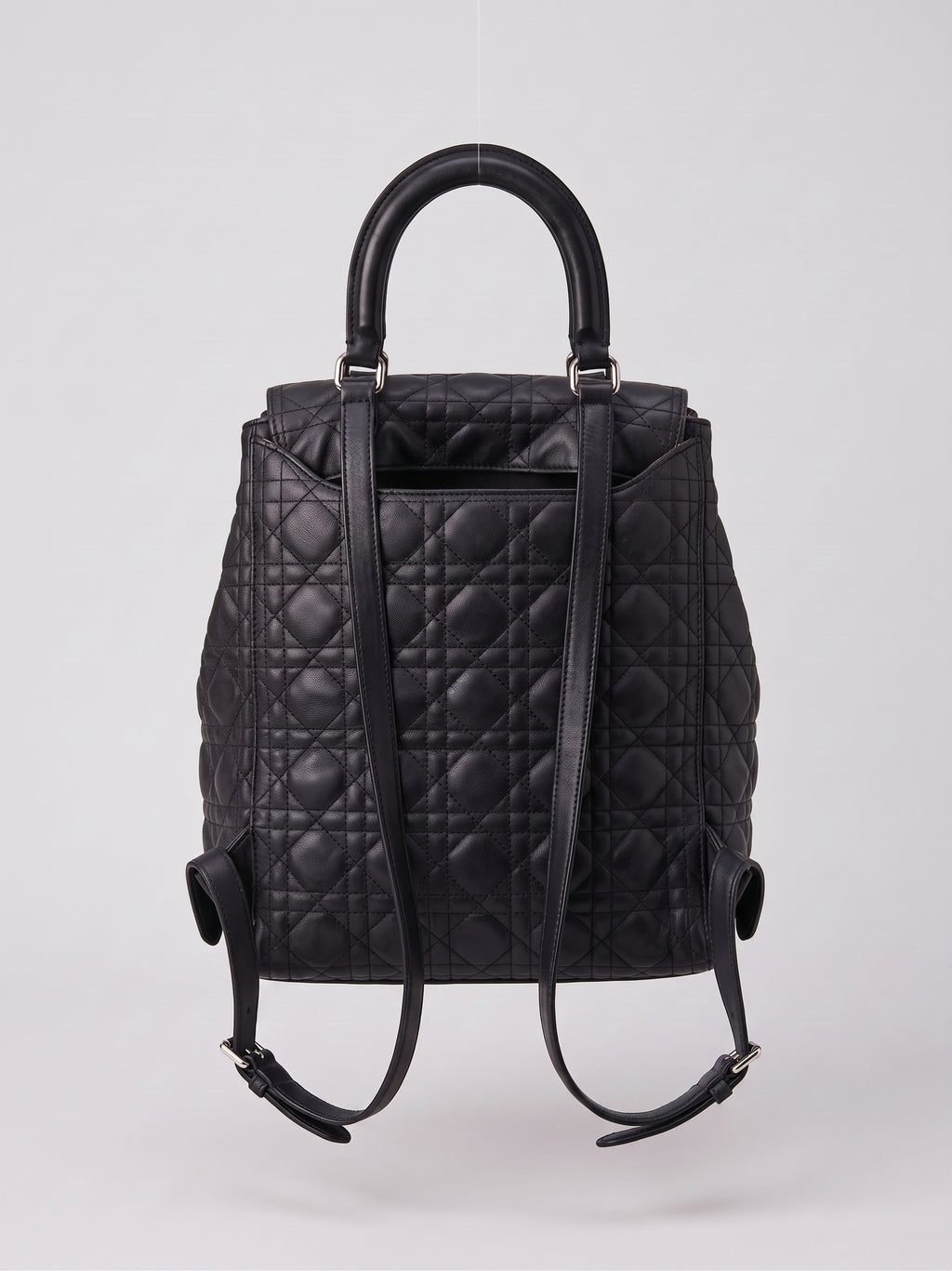 Christian Dior Backpack Large Cannage Quilted Black Leather Lambskin