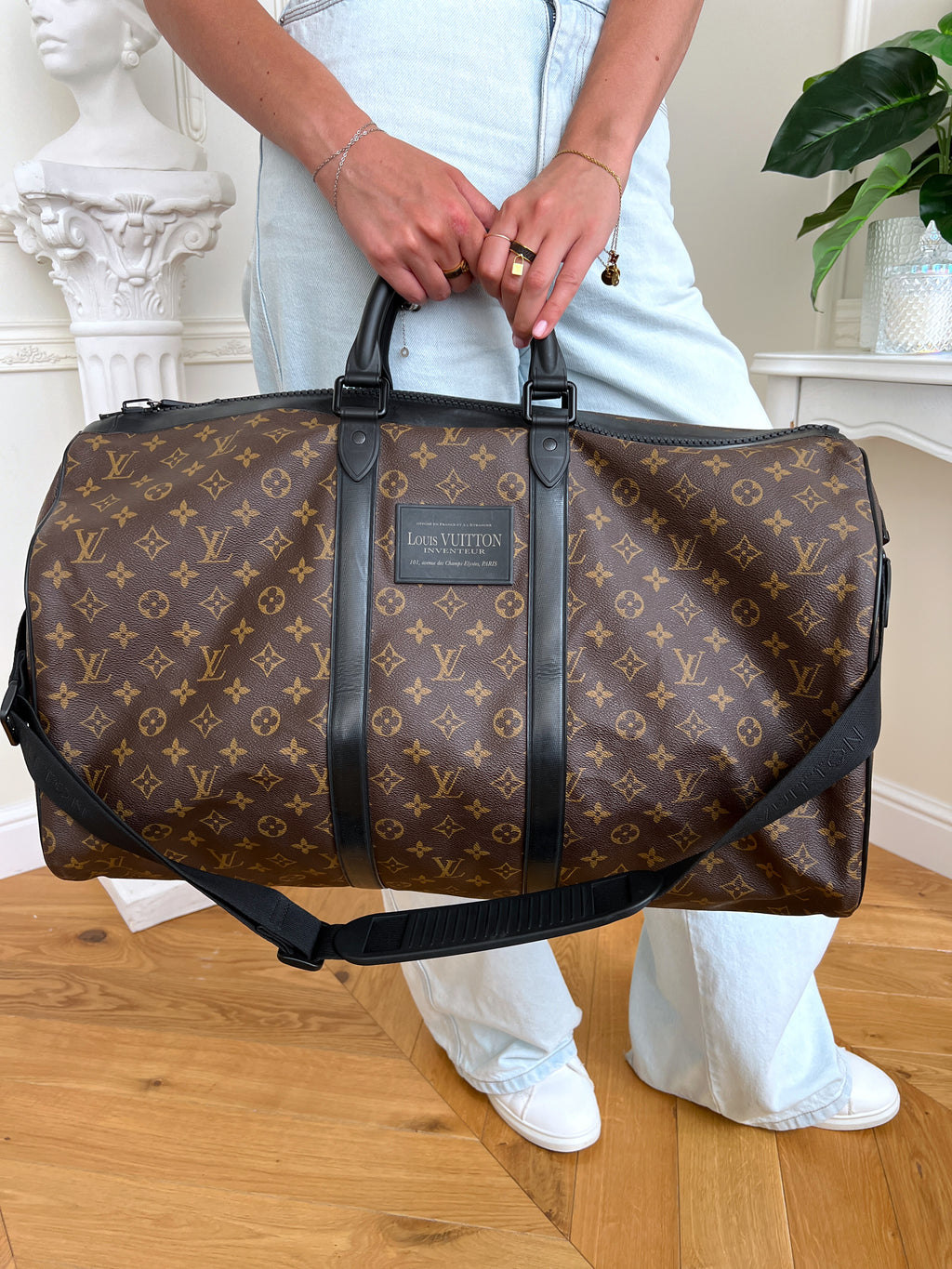 Louis Vuitton Waterproof Keepall 55 Bandouliere Monogram Travel Bag