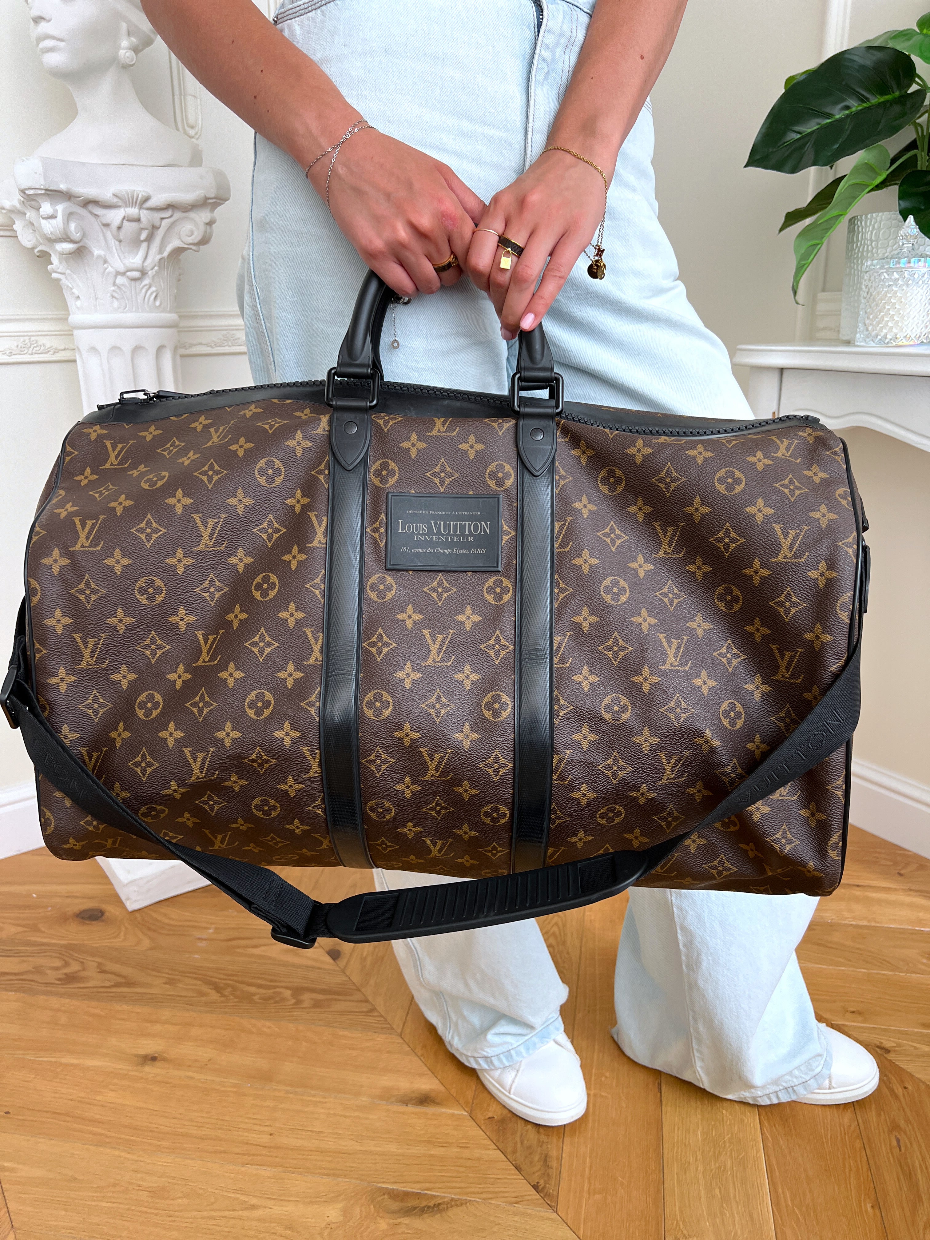 Louis Vuitton Waterproof Keepall 55 Bandouliere Monogram Travel Bag