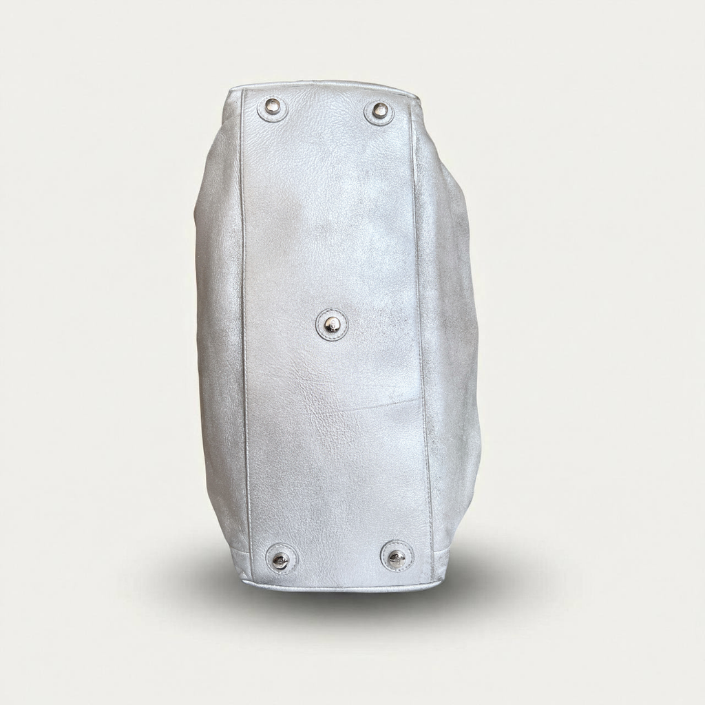 Christian Dior Le Trente Silver Leather Hobo Shoulder Bag