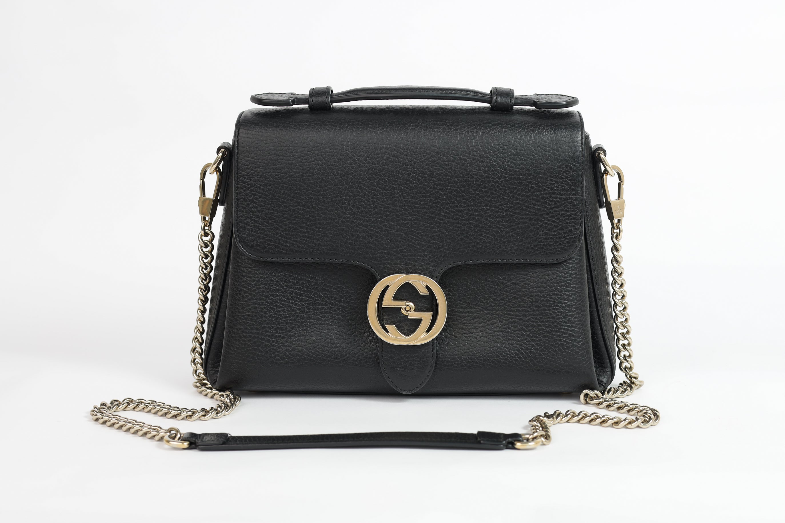 Authentic Gucci Black Leather Interlocking G Crossbody