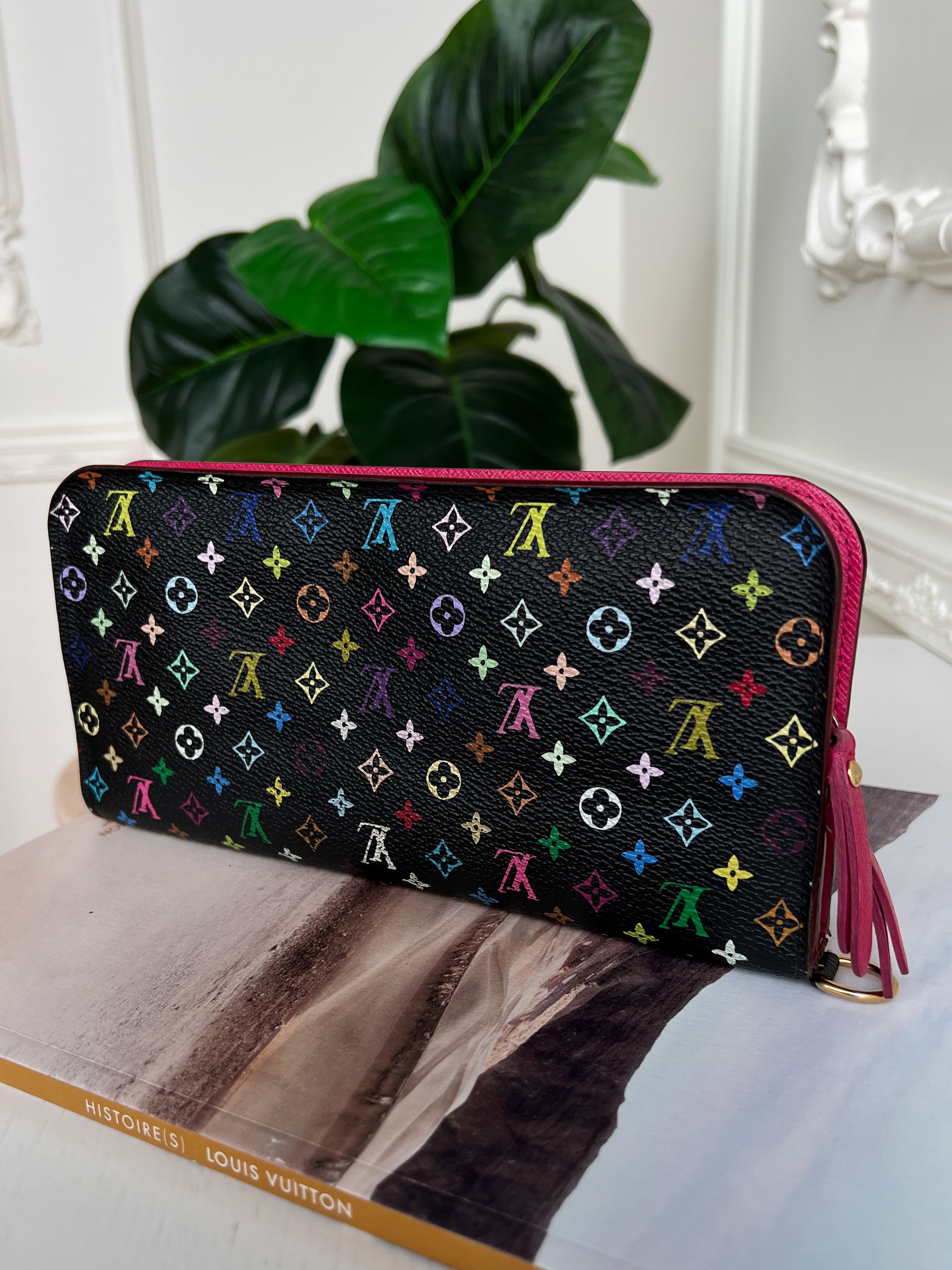 Authentic Louis Vuitton long monogram multicolor black wallet