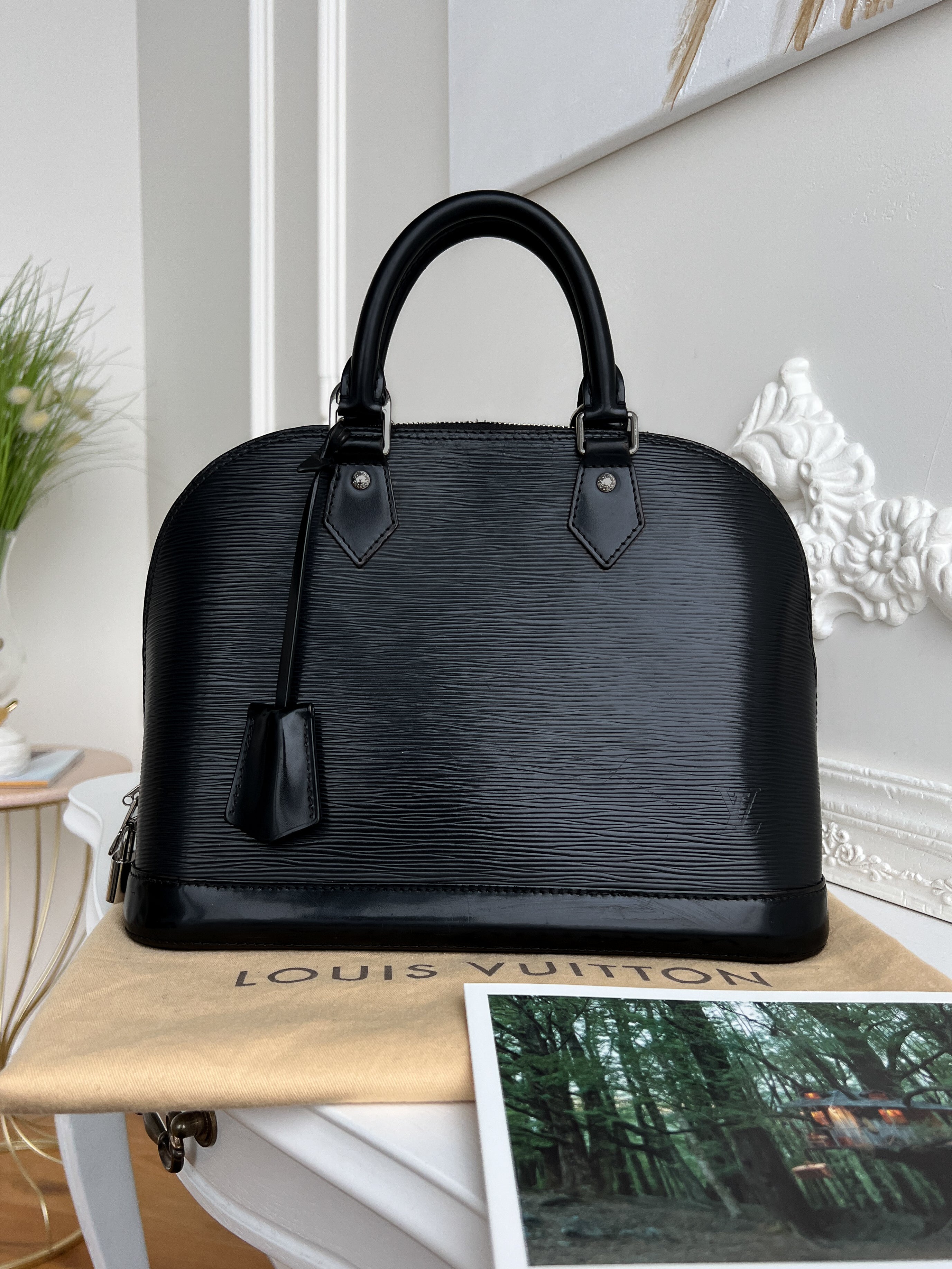 Authentic LV Alma pm epi black handbag