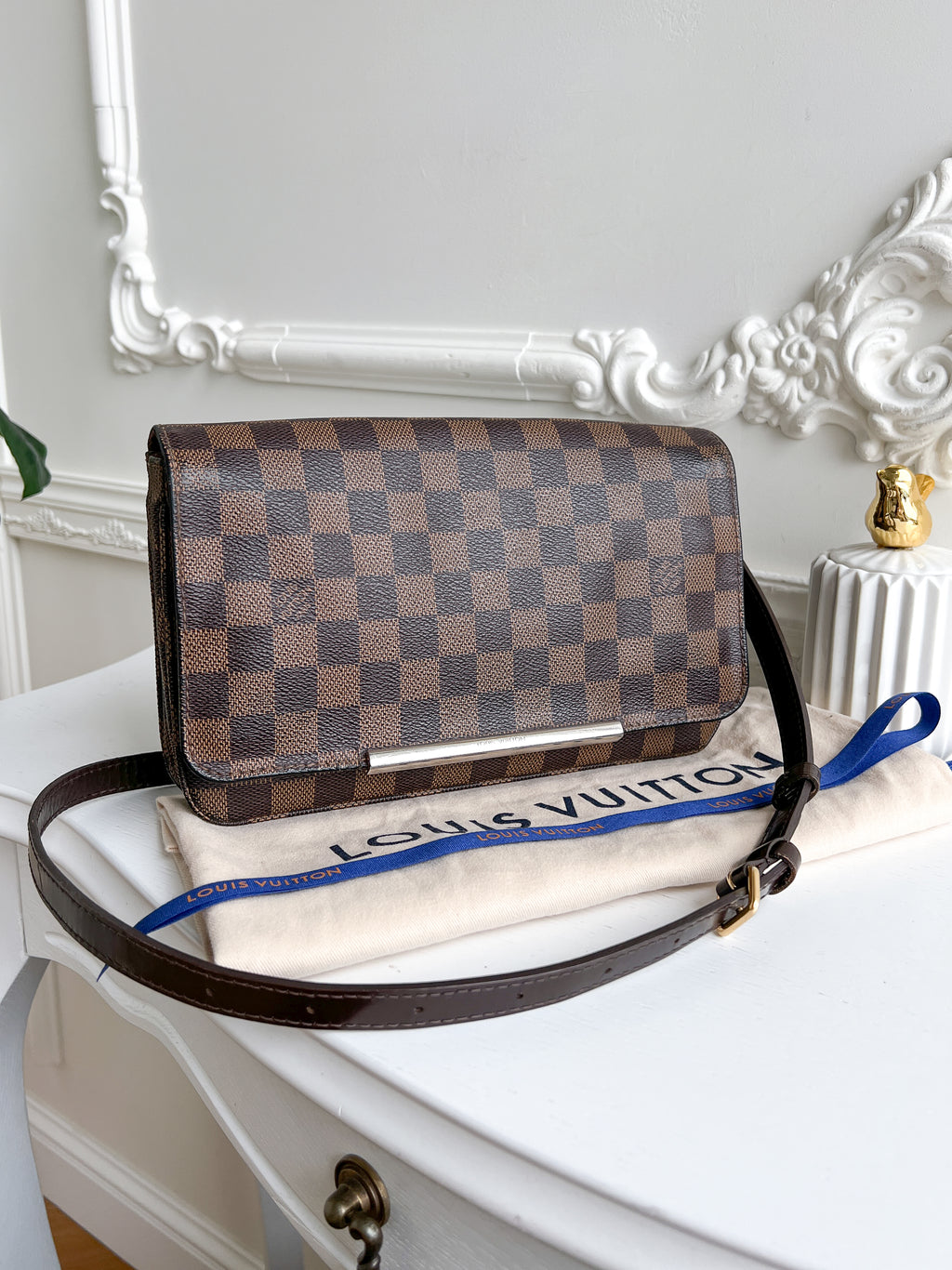 Authentic Louis Vuitton Hoxton Pm damier ebene crossbody clutch bag