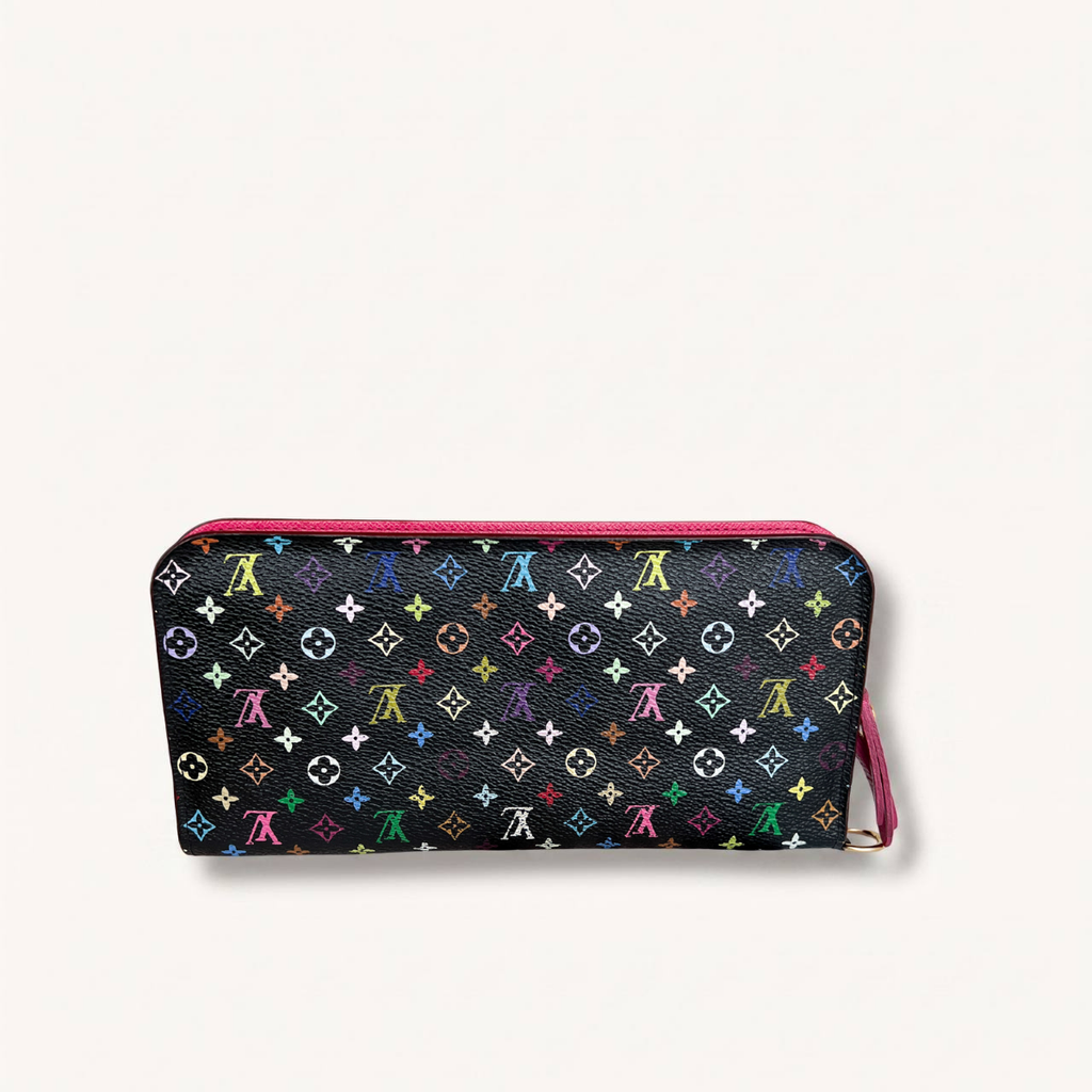 Authentic Louis Vuitton long monogram multicolor black wallet