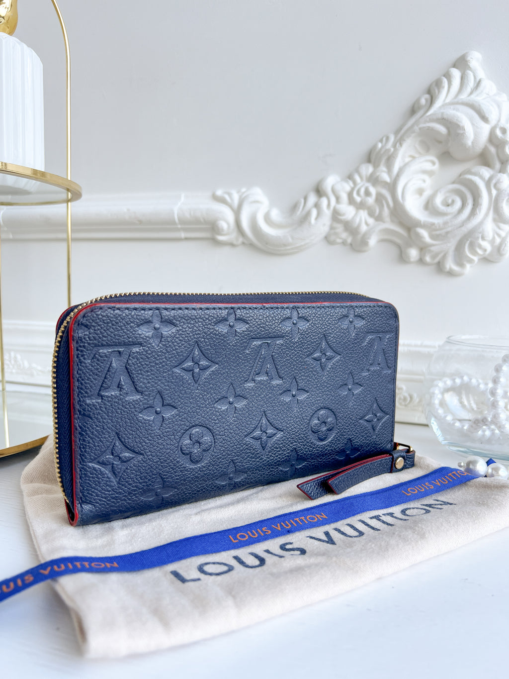 LV wallet empreinte dark blue with red