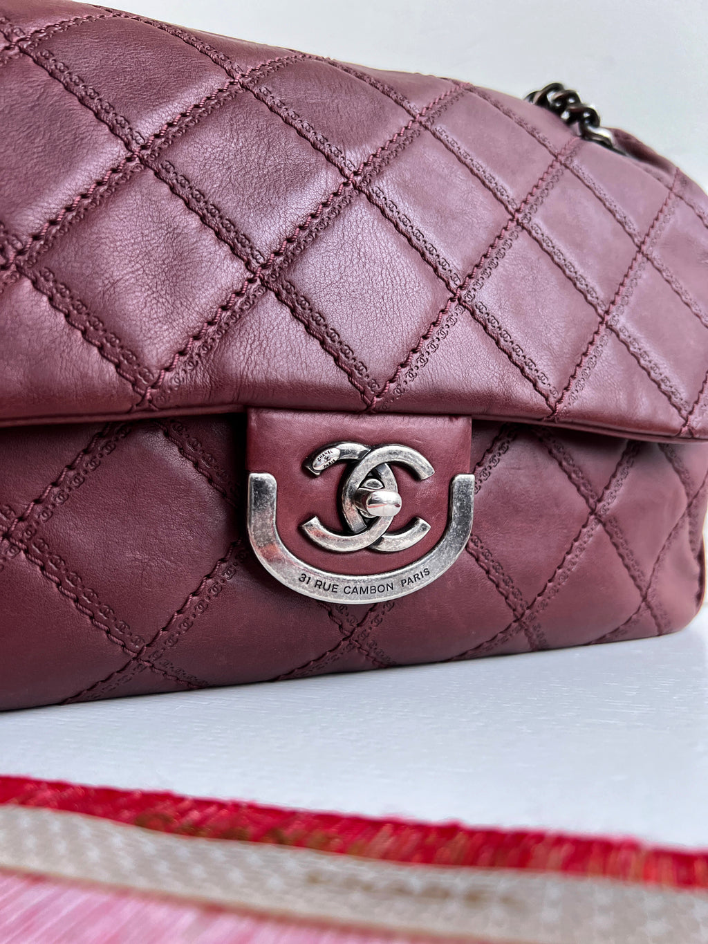 Chanel Flap Cambon 31 Rue Leather Burgundy Maroon Crossbody Bag
