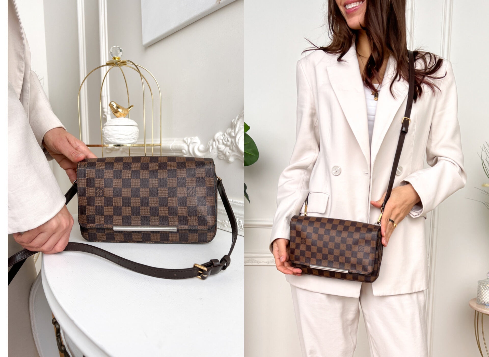 Authentic Louis Vuitton Hoxton Pm damier ebene crossbody clutch bag