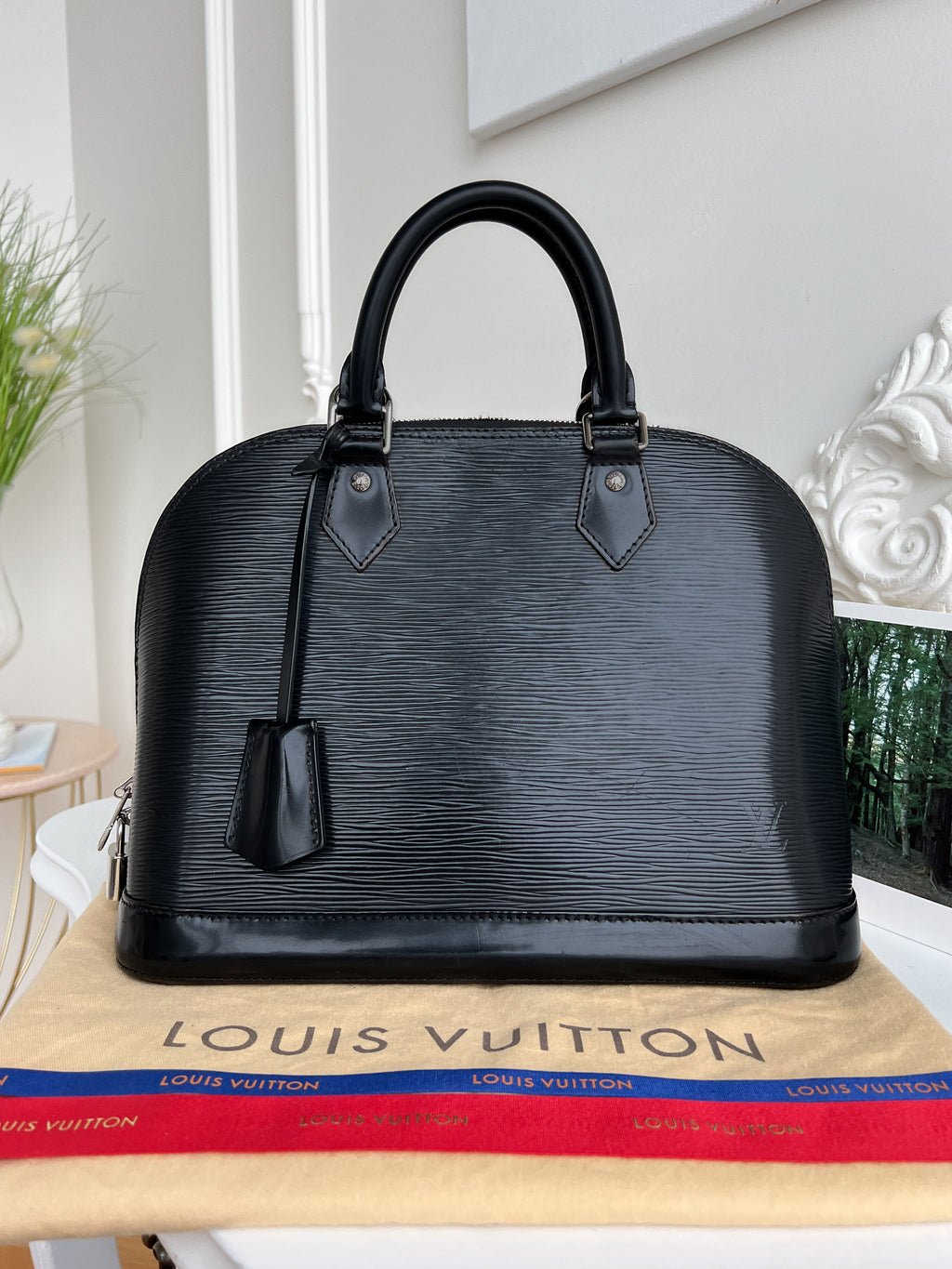 Authentic LV Alma pm epi black handbag