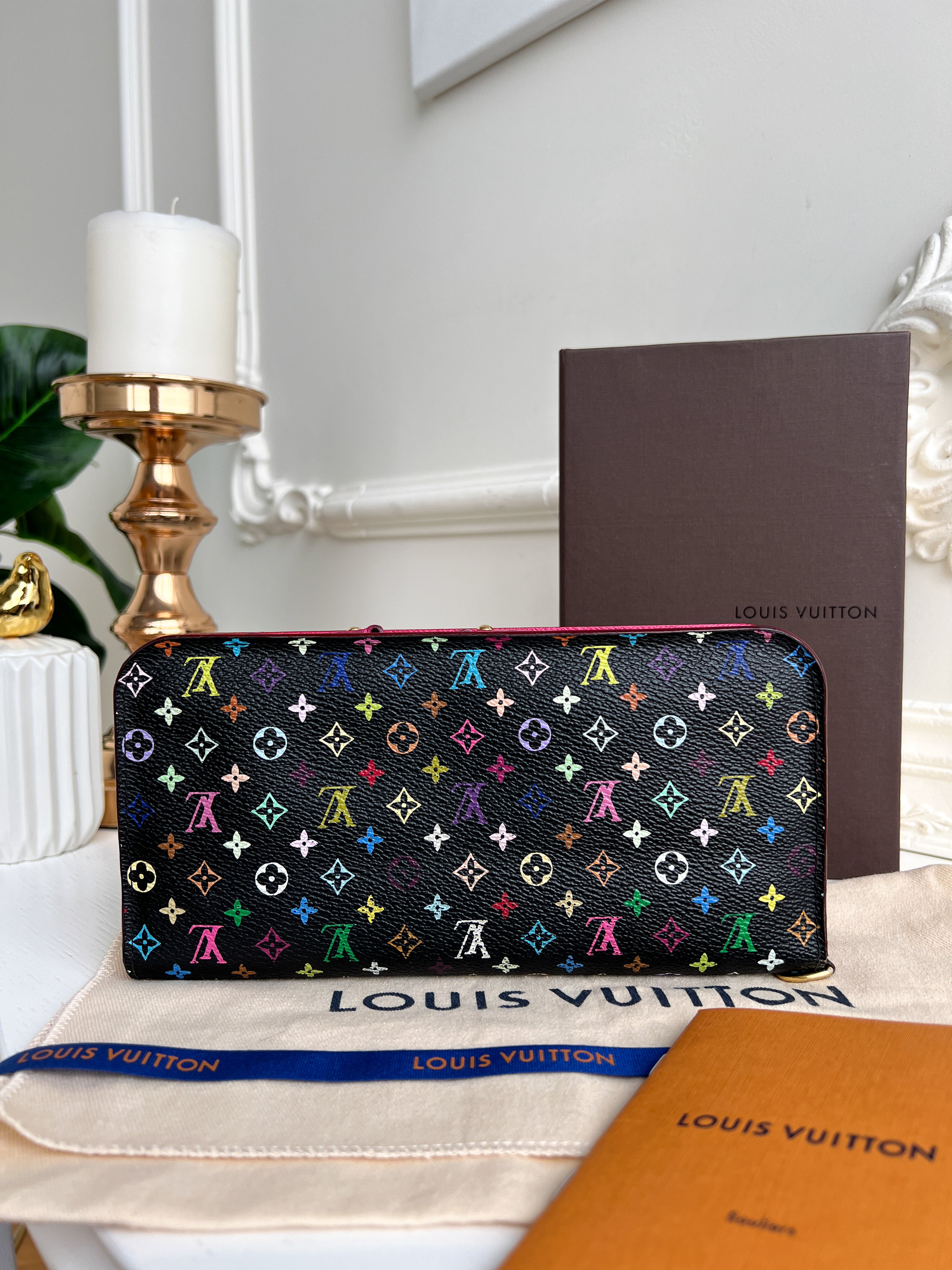 Authentic Louis Vuitton long monogram multicolor black wallet