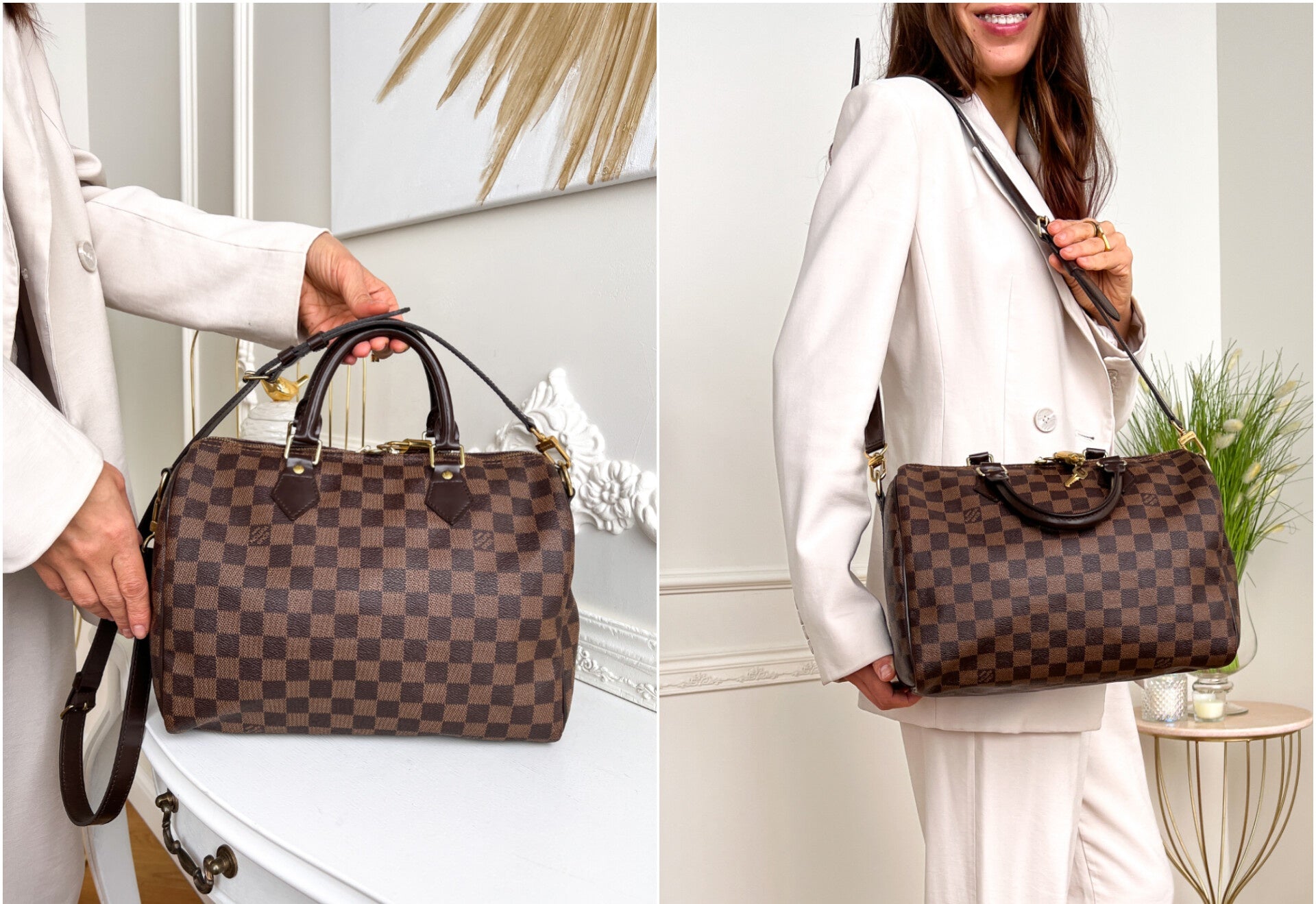 Authentic Louis Vuitton Speedy 30 damier ebene bandouliere crossbody satchel bag