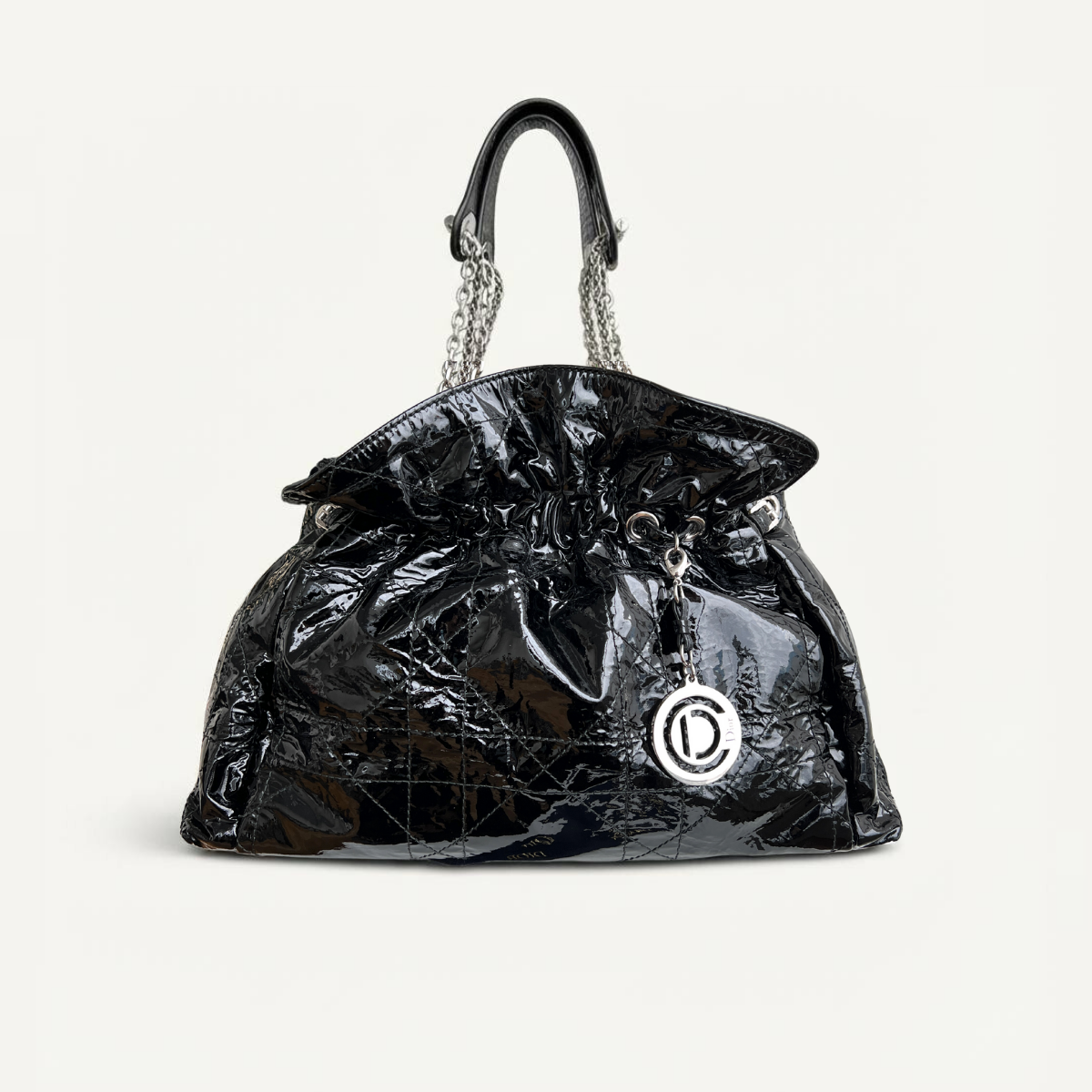 Christian Dior Patent Shopper Black Bag