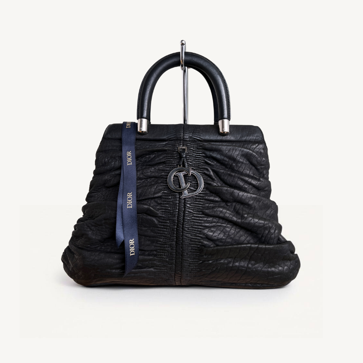 Christian Dior Karenina Large tote leather  Textured black  handbag